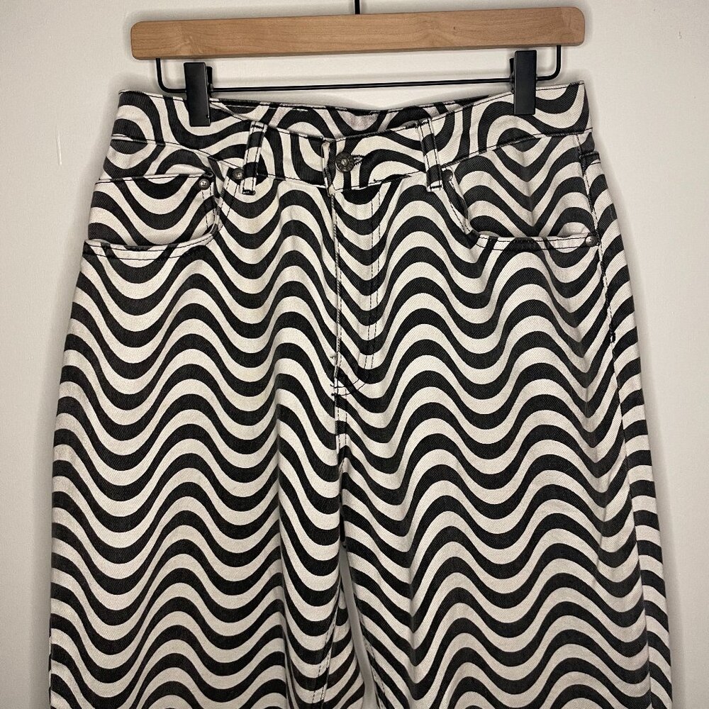 The Ragged Priest - black and white striped high-rise denim jeans | size 30